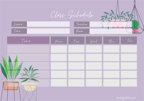 FREE!!!! Class Schedule Template for you. For PDF File, you can download it from my Home. :D ...