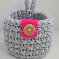 Crochet Basket. Small Crochet Hanging Storage B... - Folksy