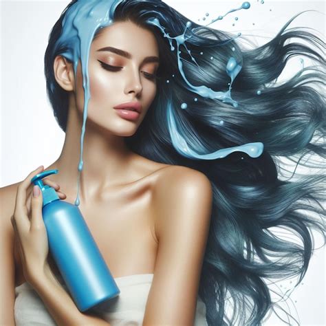 Premium Photo | Shampoo hair commercial with beautiful model