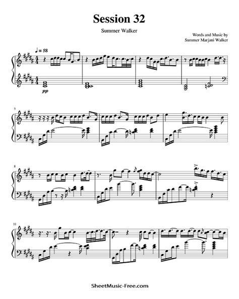 Session 32 Sheet Music Summer Walker - ♪ SHEETMUSIC-FREE.COM