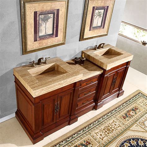 83 Inch Double Sink Vanity with a Unique Travertine Top UVSR021983