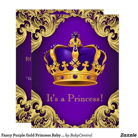 Fancy Purple Gold Princess Baby Shower Invitation | Zazzle