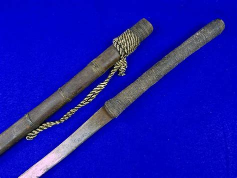 Antique Old Burmese Burma Dha Sword w/ Scabbard – ANTIQUE & MILITARY ...