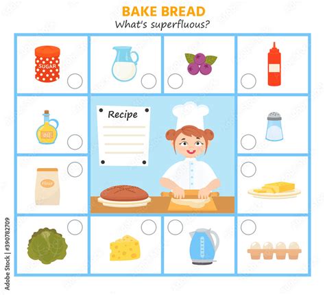 Game for kids. We bake bread. What's superfluous? Preschool worksheet ...