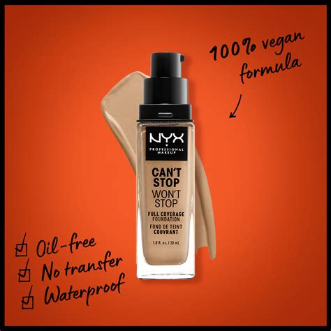 NYX Professional Makeup Can't Stop Won't Stop 24hr Full Coverage Liquid Foundation, Matte Finish ...