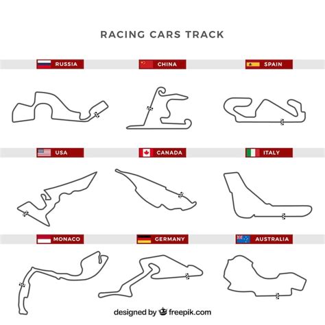 Free Vector | Collection of f1 racing tracks