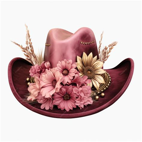 Premium Photo | Beautiful pink pink cowboy hat clipart illustration