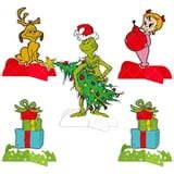 SEAYI 5PCS/Set Christmas Grinch Hanging Swirl Decorations Grinch Christmas Party Supplies Happy ...