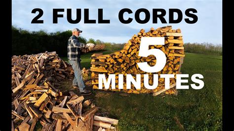 Two FULL cords of FIREWOOD stacked in 5 minutes - YouTube