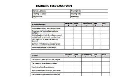 FREE 9+ Training Feedback Form Samples in PDF | MS Word | Excel