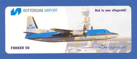 FOKKER 50 KLM CityHopper Rotterdam Airport Label $10.00 - PicClick