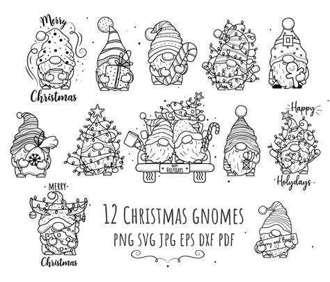 Christmas gnomes SVG, Christmas gnomes clip art, Outline, Di - Inspire Uplift