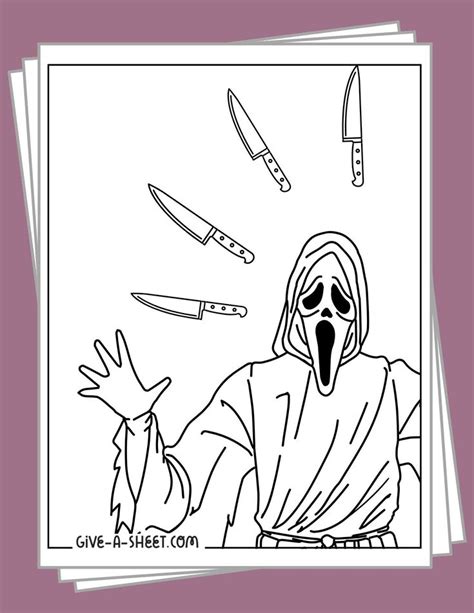 Ghostface Coloring Pages | Free Scream Movie PDF Printables | Witch ...