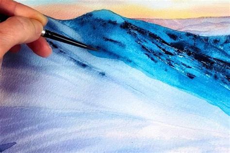 Step-by-Step Watercolor Tutorial for Snowy Mountain Scenes – Urbaki Art