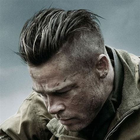 Brad Pitt Fury Hairstyle | Men's Hairstyles + Haircuts 2017