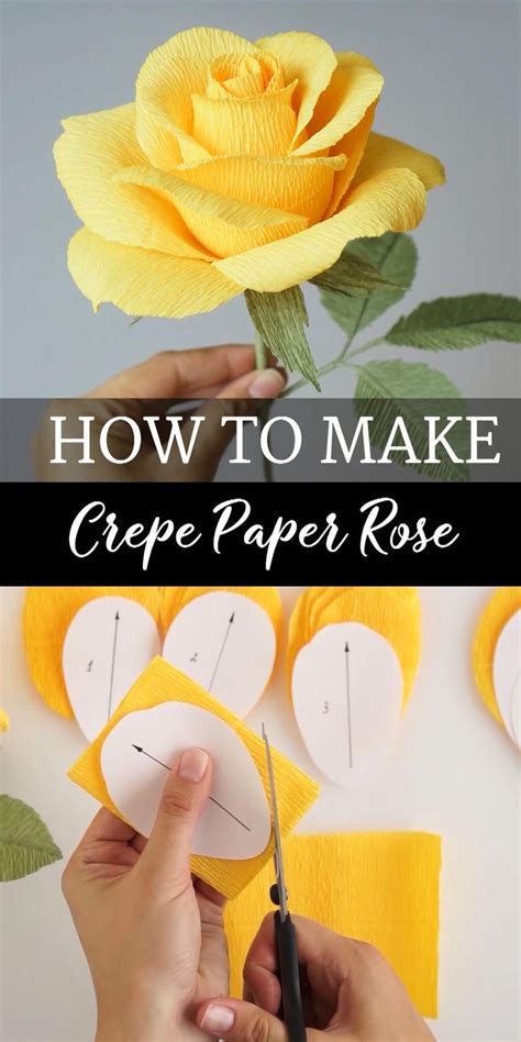 Crepe Paper Rose Video Tutorial & PDF Templates, Rose Paper Flower Online Workshop, 3D Paper ...