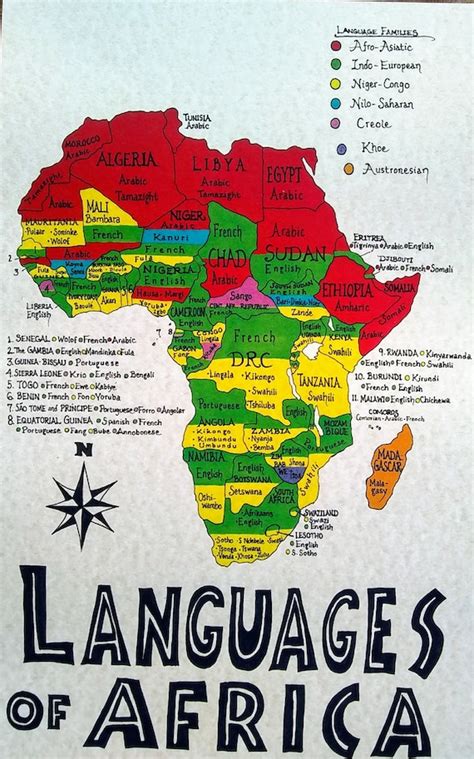 Languages of Africa Hand Drawn Map - Etsy