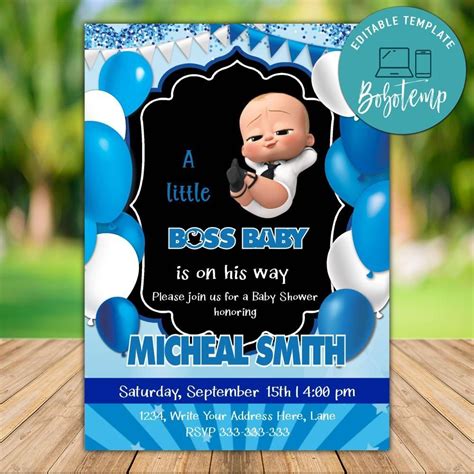 Printable Boss Baby Baby Shower Invitation Instant Download | Createpartylabels