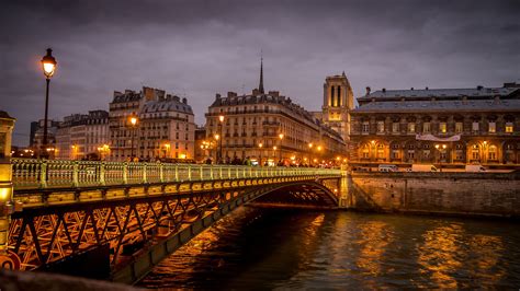 France Paris Pont D’arcole At Night Desktop Hd Wallpaper For Pc Tablet And Mobile 3840×2160 #4K ...