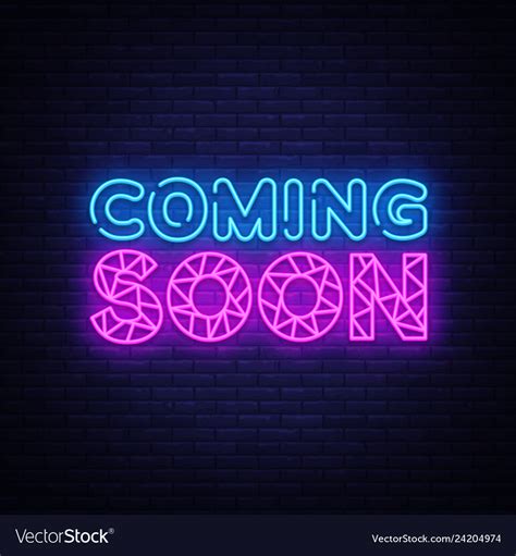 Coming soon neon sign coming soon design Vector Image