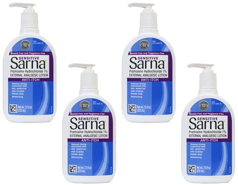 4 Pack - Sarna Sensitive Anti-Itch Lotion, 7.5-Ounce (222 mL) Each ...