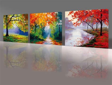 NAN Wind 4 seasons tree canvas wall art oil paintings for home ...