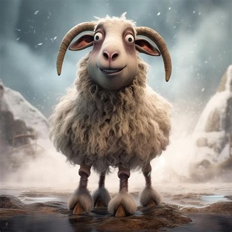 Geep Un Mouton De Dessin Animé Mythologique Avec Des Cornes Dans Le ...