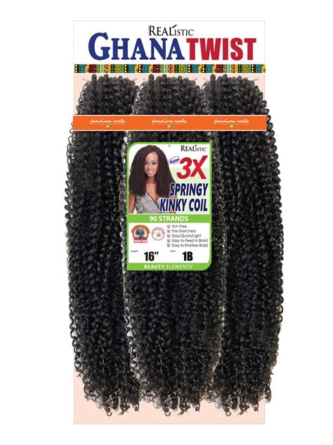 3X GHANA TWIST SPRINGY KINKY COIL 16″ – BijouxHair