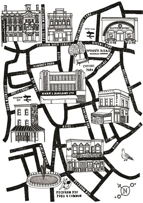 illustrated map of Peckham | Illustrated map, Kinsale, Map