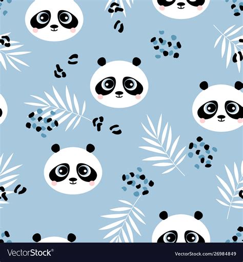 Cute panda seamless pattern Royalty Free Vector Image