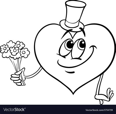 Valentine heart with flowers coloring page Vector Image