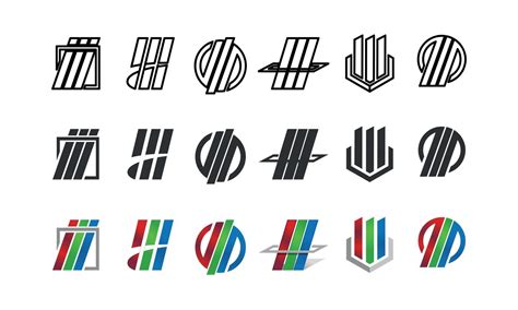 a collection of straight line logo designs with a slight slant of rainbow colors. 3 lines lined ...