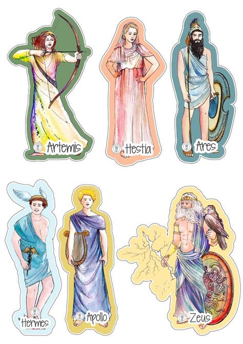 Greek Gods and Goddesses Printable Stickers | Be Different Baby | Greek ...