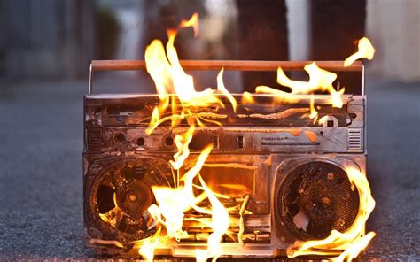 music, Fire, Ground, Stereos, Melting, Broken Wallpapers HD / Desktop and Mobile Backgrounds