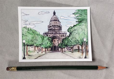 Texas State Capitol Austin Series Painting Post Cards - Etsy