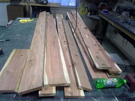 Rough cut cedar lumber was stored under in-laws carport for several years. This picture shows ...