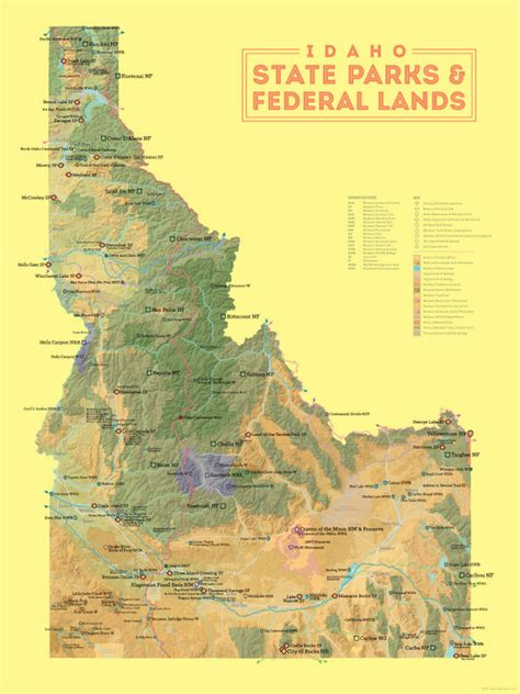 Idaho State Parks & Federal Lands Map 18x24 Poster - Best Maps Ever