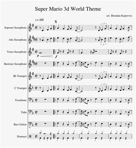 Super Mario 3d World Theme Sheet Music Composed By - Faster Car Loving Caliber Sheet Music ...