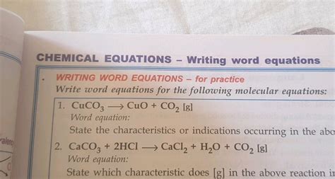 Write balanced chemical equations for the following word equation ...