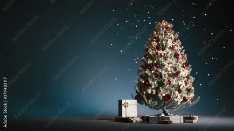 Rotating Christmas tree with falling snow. Stock Video | Adobe Stock