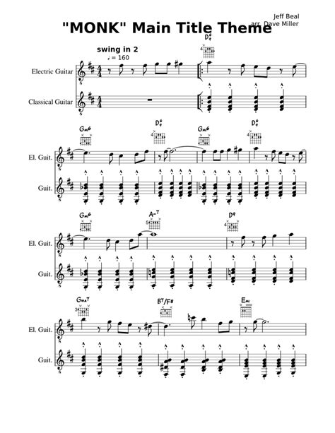 Monk Main Theme sheet music for Piano download free in PDF or MIDI