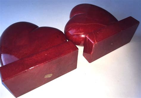 Alabastri Ducceschi Red Heart Book Ends Italian Alabaster Carving Stone 4 lbs EA - Book Ends