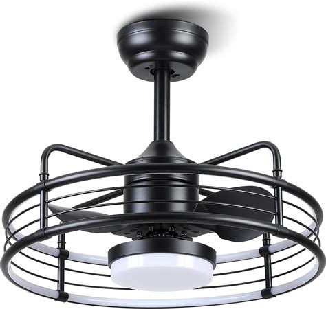 Caged Ceiling Fans with Lights - Black Outdoor Ceiling Fan with and ...