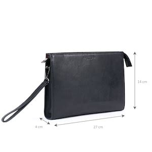 Leather Clutch Pouch Personalised Leather Pouch Clutch Bag Mens Clutch Bag Men's Gift Black ...