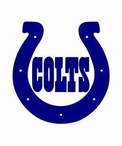 the colts logo is shown in blue and white