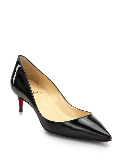 Christian Louboutin Rocket Patent Leather Kitten Heel Pumps in Black | Lyst