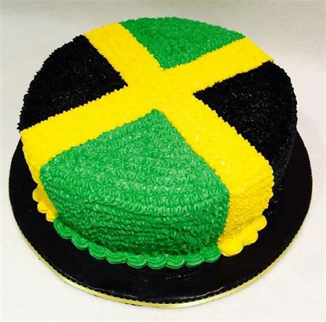 A decorative cake designed with the flag of Jamaica....The strength of ...