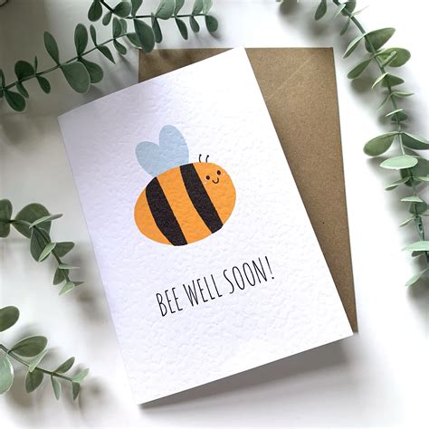 Bee Well Soon Card, Get Well Soon Card, Handmade Card - Etsy