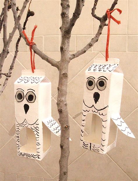 Recycled Milk Carton Bird Feeder Shaped Like An Owl! - creative jewish mom