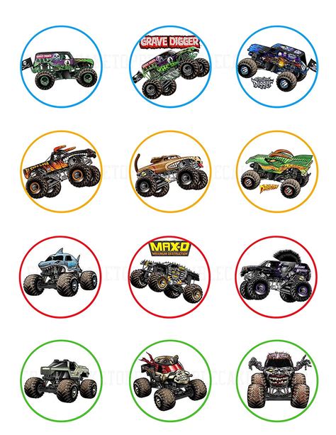 Monster Jam, Monster Truck, Grave Digger Edible Cupcake Toppers (12 Images) - Walmart.com